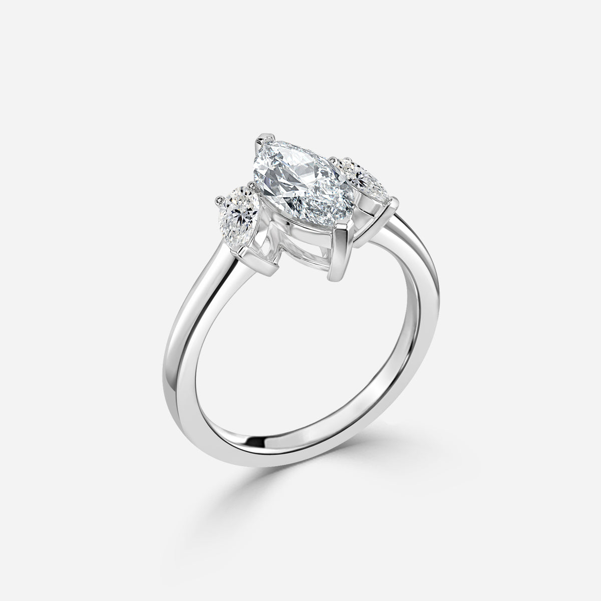 Jael Marquise Three Stone Moissanite Engagement Ring