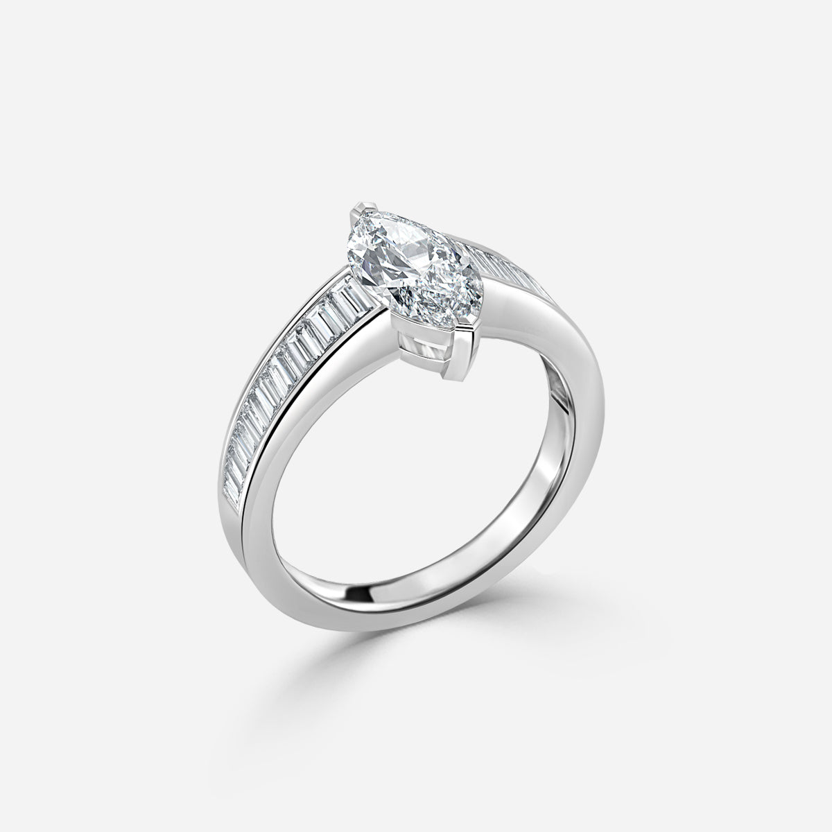 Zelia Marquise Unique Moissanite Engagement Ring