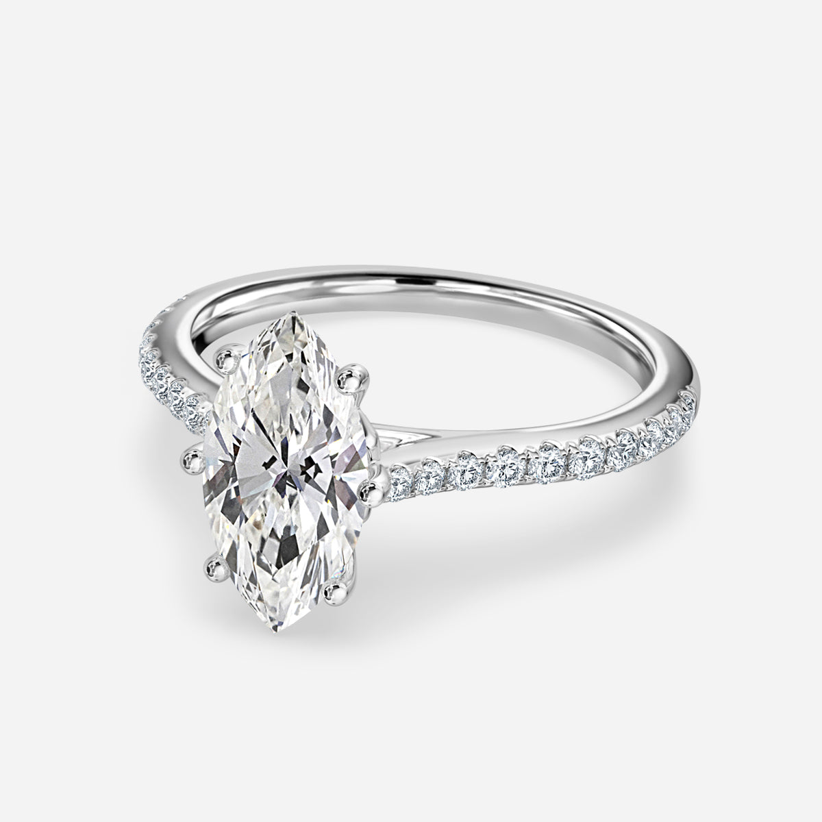 Odessa Marquise Diamond Band Moissanite Engagement Ring