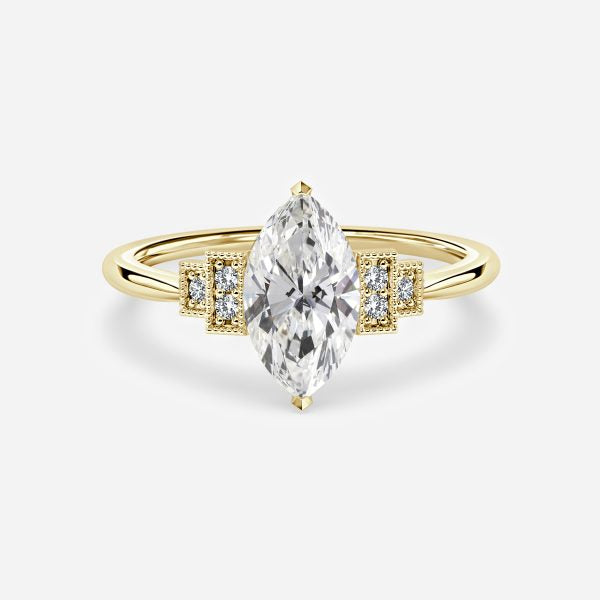 Isley Marquise Three Stone Moissanite Engagement Ring