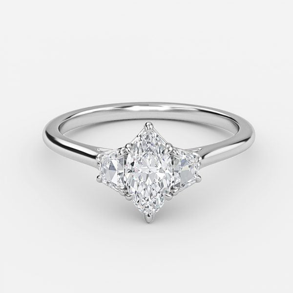 Rain Marquise Three Stone Moissanite Engagement Ring