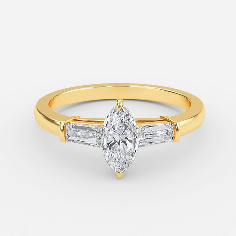 Marcelline Marquise Three Stone Moissanite Engagement Ring