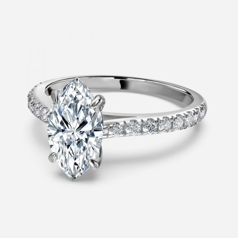 Aveline Marquise Diamond Band Moissanite Engagement Ring