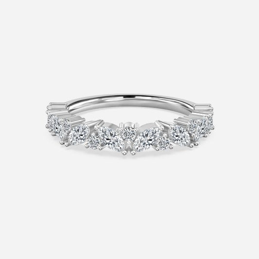 Round And Marquise Diamond Moissanite Stackable Ring