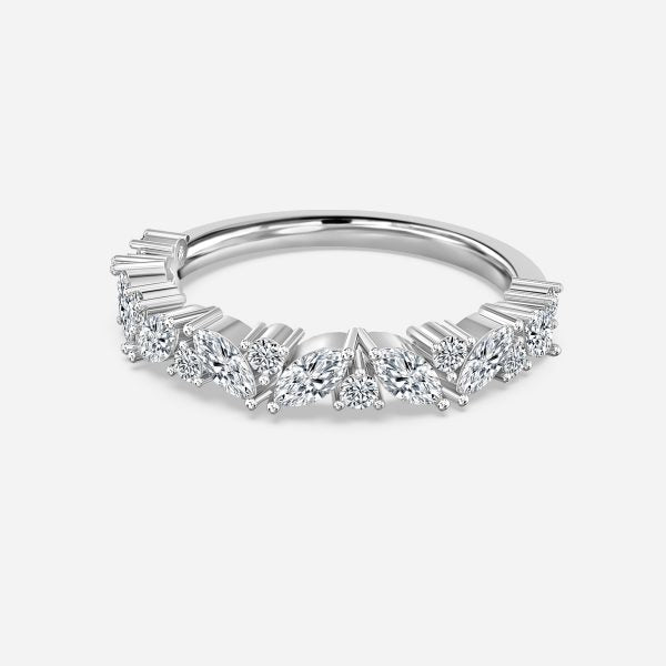 Round And Marquise Diamond Moissanite Stackable Ring