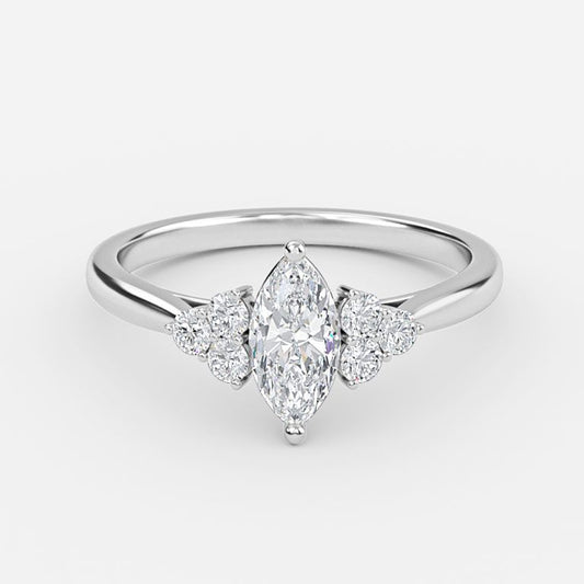 Aviva Marquise Cluster Moissanite Engagement Ring