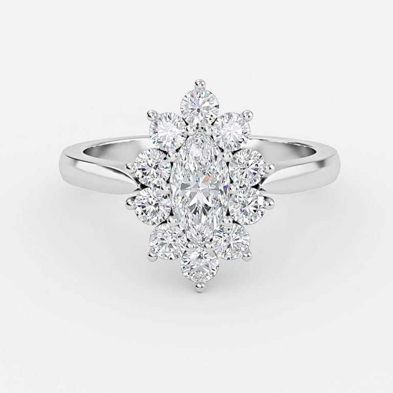 Vesper Marquise Cluster Moissanite Engagement Ring