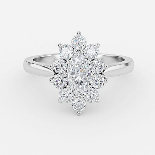 Vesper Marquise Cluster Moissanite Engagement Ring