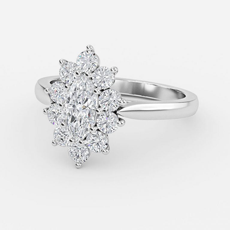 Vesper Marquise Cluster Moissanite Engagement Ring