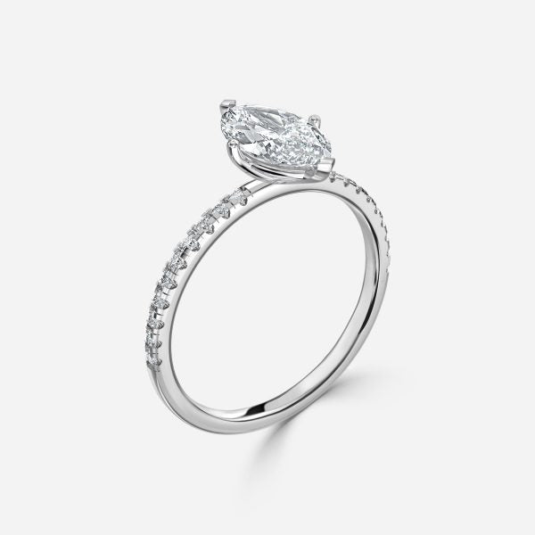 Yati Marquise Diamond Band Moissanite Engagement Ring