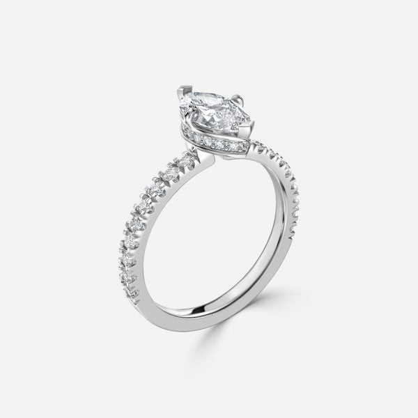 Leandra Marquise Hidden Halo Moissanite Engagement Ring