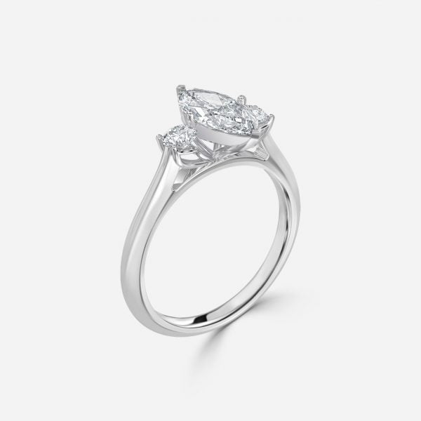 Myra Marquise Three Stone Moissanite Engagement Ring