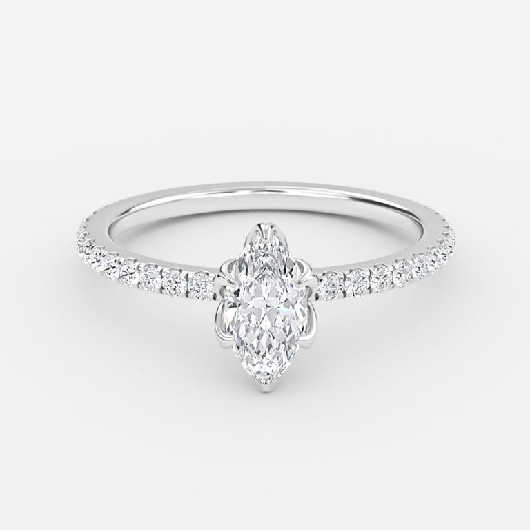 Tamara Marquise Diamond Band Moissanite Engagement Ring