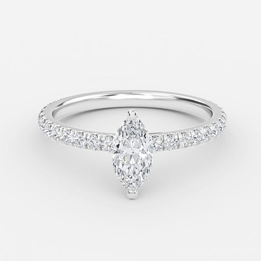 Rosalba Marquise Diamond Band Moissanite Engagement Ring