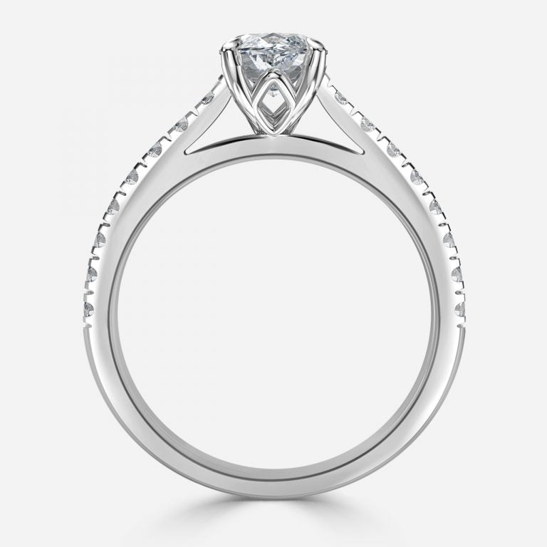 Aveline Marquise Diamond Band Moissanite Engagement Ring