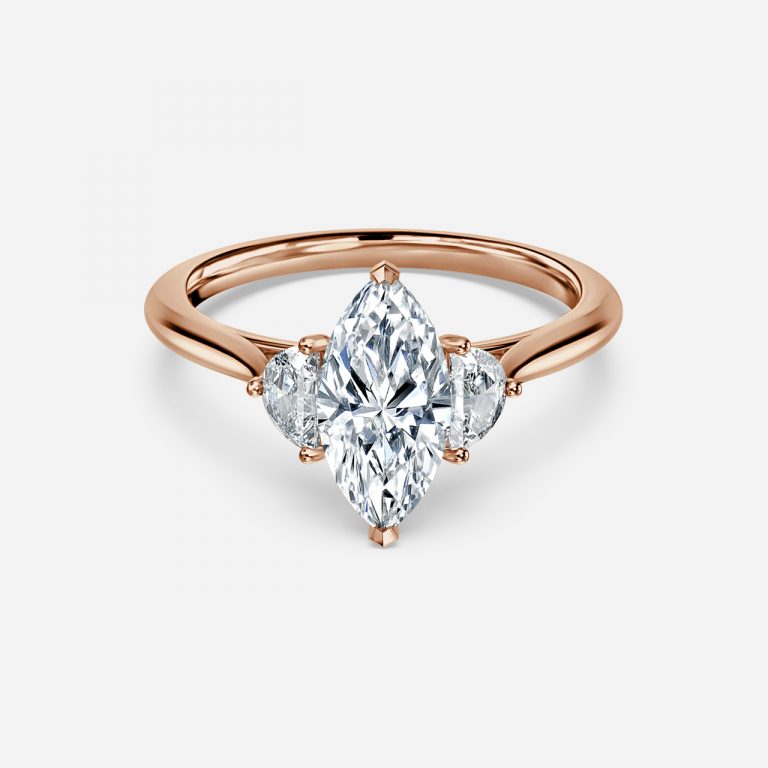 Kiara Marquise Three Stone Moissanite Engagement Ring