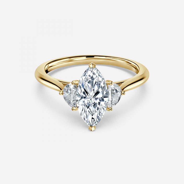 Kiara Marquise Three Stone Moissanite Engagement Ring