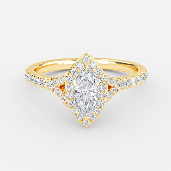 Dove Marquise Halo Moissanite Engagement Ring