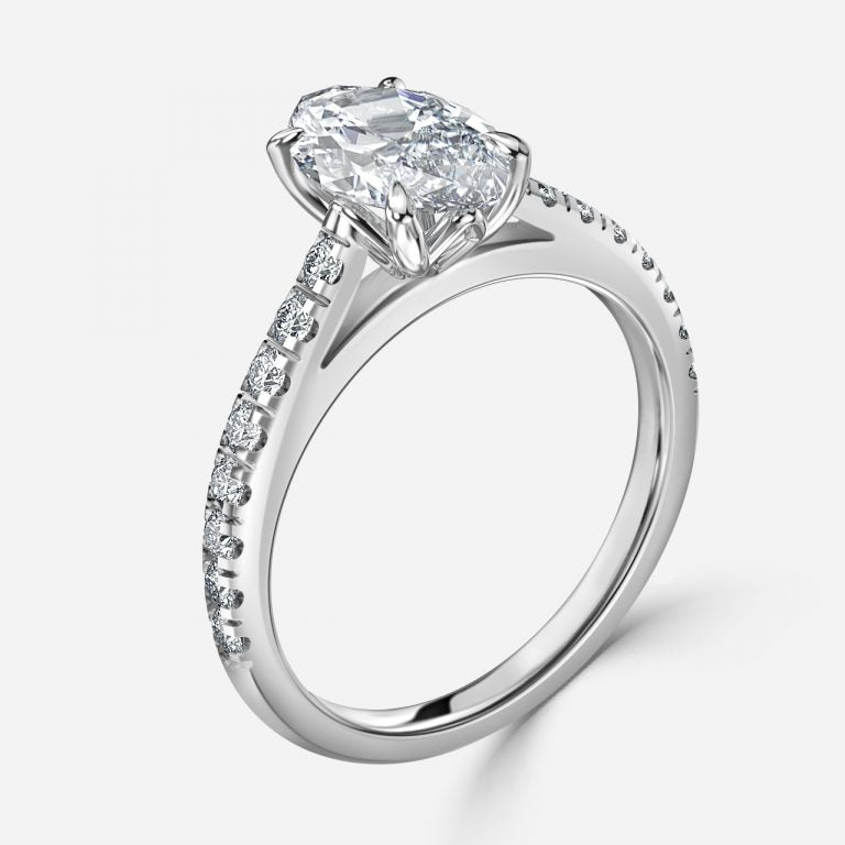 Aveline Marquise Diamond Band Moissanite Engagement Ring