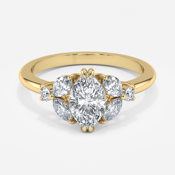 Zephyr Marquise Three Stone Moissanite Engagement Ring