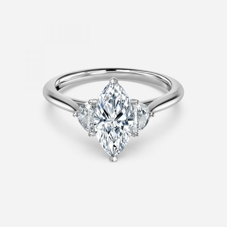 Kiara Marquise Three Stone Moissanite Engagement Ring