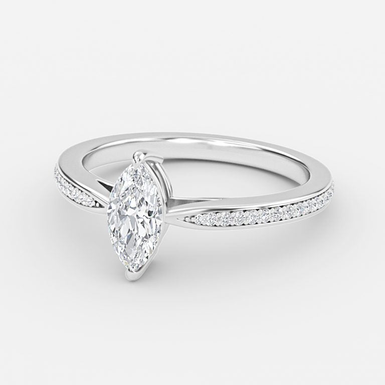 Isolde Marquise Diamond Band Moissanite Engagement Ring