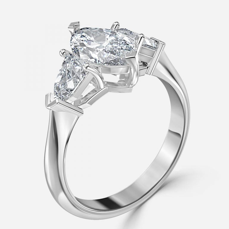 Eri Marquise Three Stone Moissanite Engagement Ring