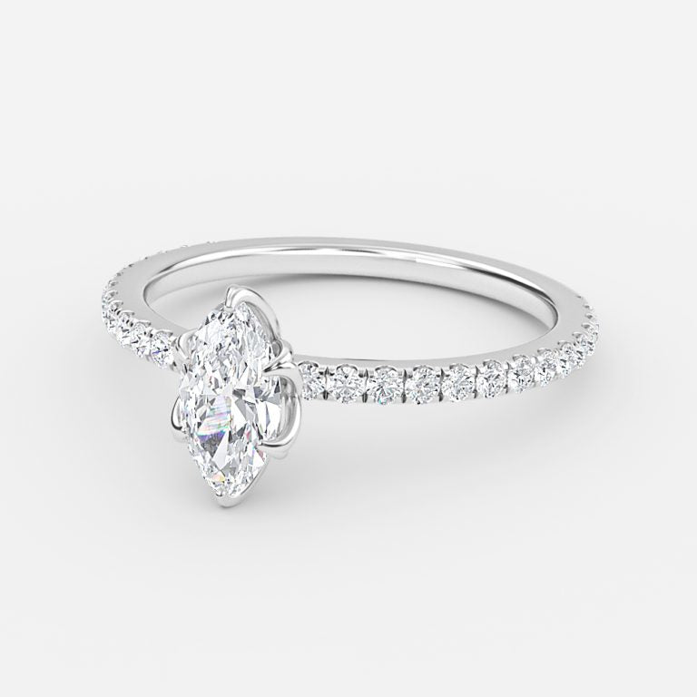 Tamara Marquise Diamond Band Moissanite Engagement Ring