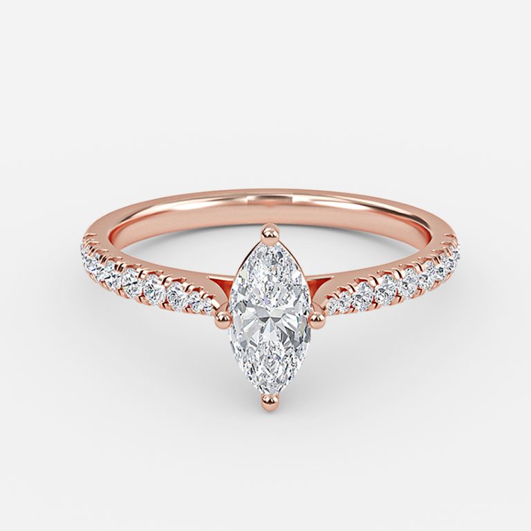 Bellamy Marquise Diamond Band Moissanite Engagement Ring