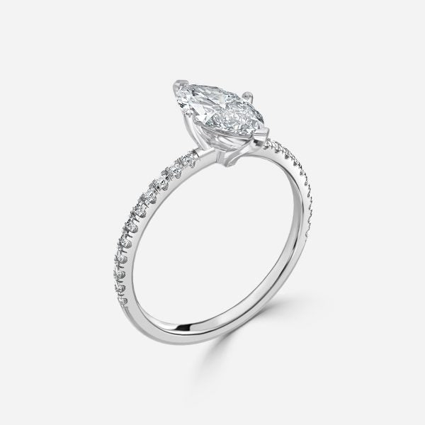 Maeve Marquise Diamond Band Moissanite Engagement Ring