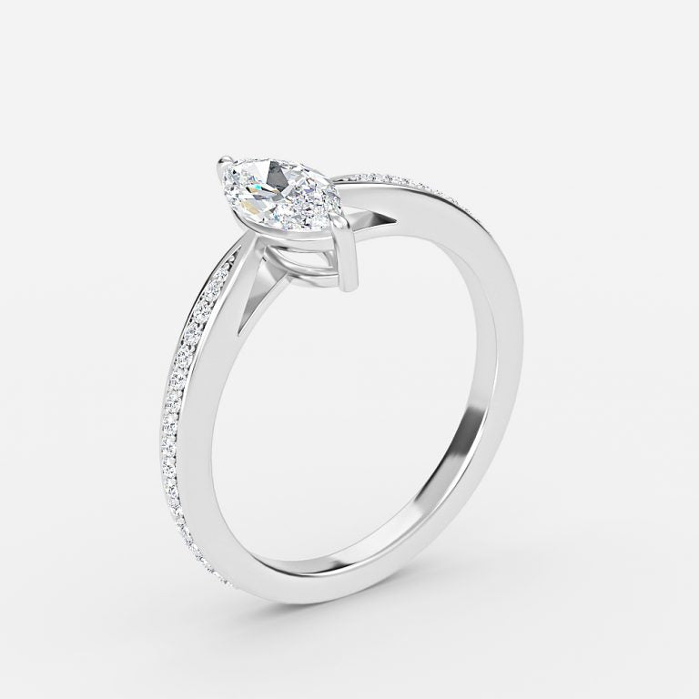 Isolde Marquise Diamond Band Moissanite Engagement Ring