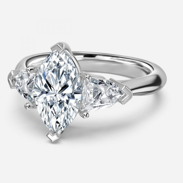 Eri Marquise Three Stone Moissanite Engagement Ring