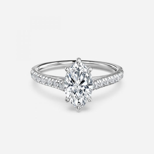 Clio Marquise Diamond Band Moissanite Engagement Ring