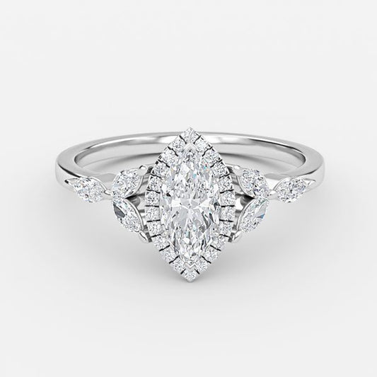 Jacinta Marquise Halo Moissanite Engagement Ring