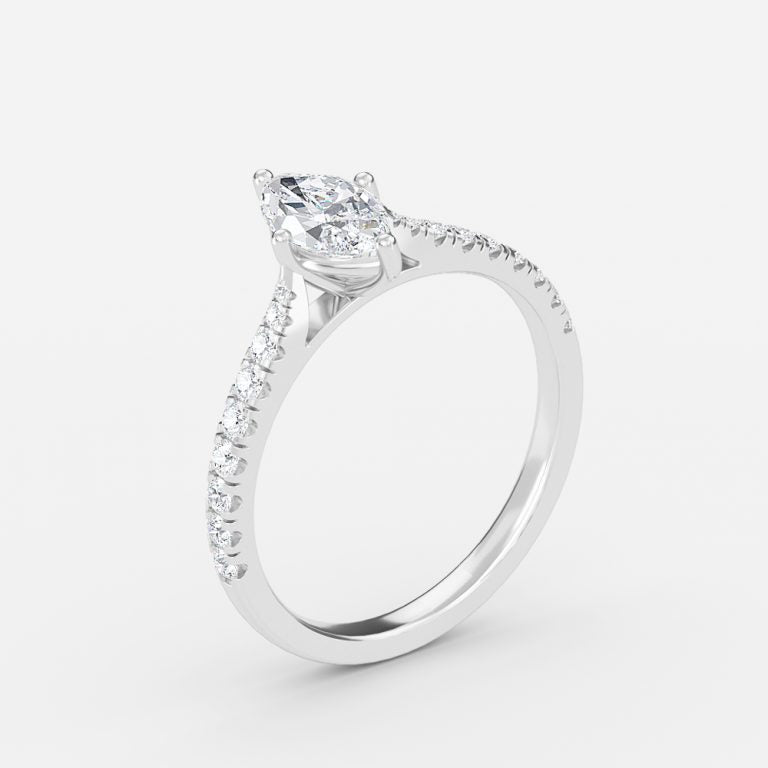 Bellamy Marquise Diamond Band Moissanite Engagement Ring