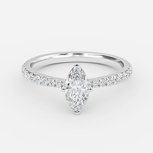 Eira Marquise Diamond Band Moissanite Engagement Ring