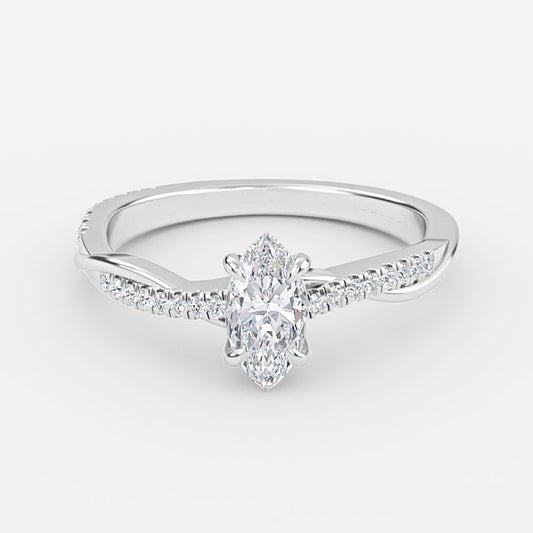 Tatiana Marquise Diamond Band Moissanite Engagement Ring