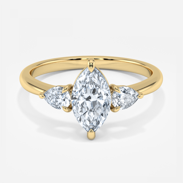 Verity Marquise Three Stone Moissanite Engagement Ring