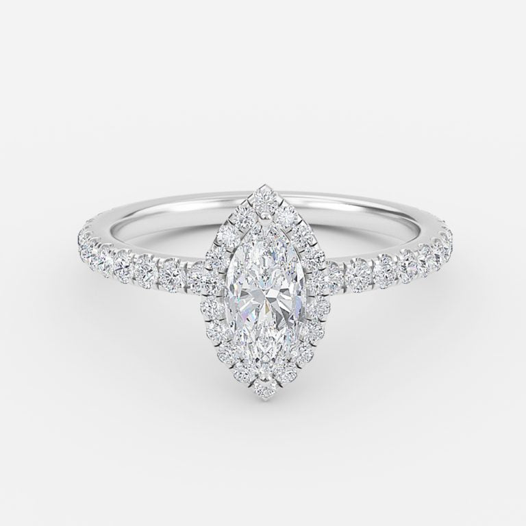 Lucia Marquise Halo Moissanite Engagement Ring