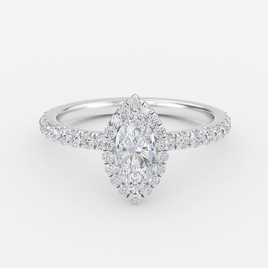 Lucia Marquise Halo Moissanite Engagement Ring