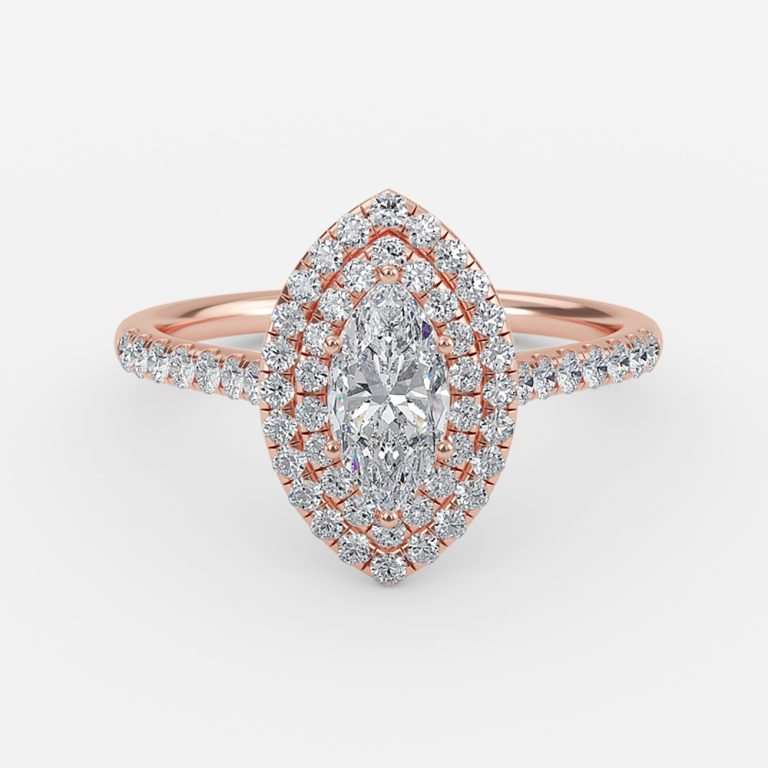 Linnea Marquise Halo Moissanite Engagement Ring