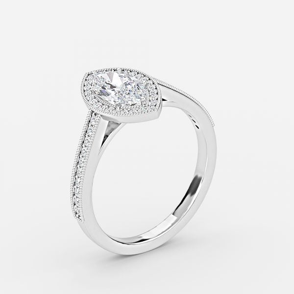 Haven Marquise Halo Moissanite Engagement Ring