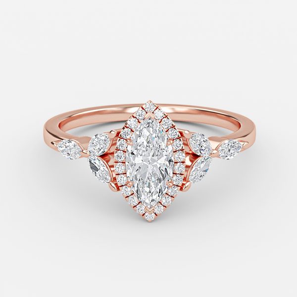 Jacinta Marquise Halo Moissanite Engagement Ring