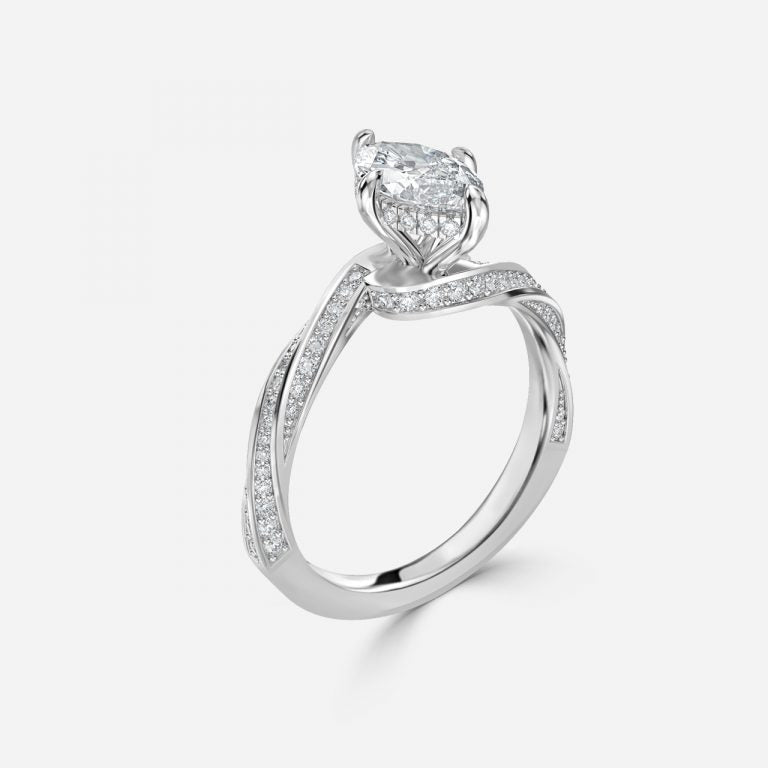 Weston Marquise Hidden Halo Moissanite Engagement Ring