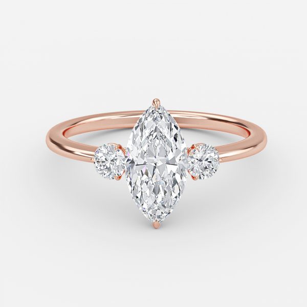 Kaori Marquise Three Stone Moissanite Engagement Ring