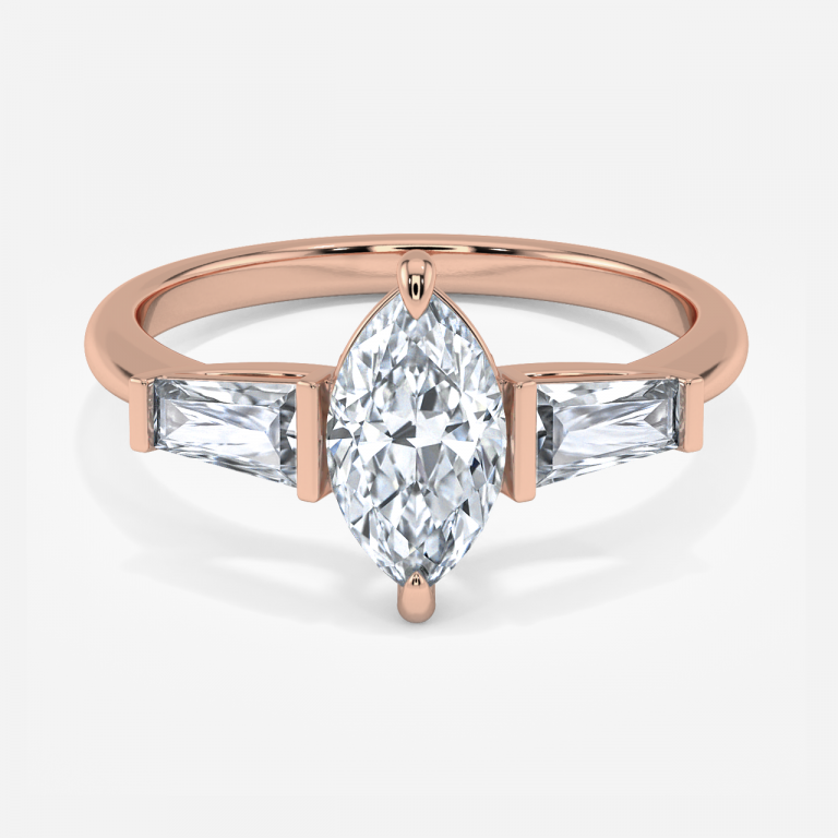 Jara Marquise Three Stone Moissanite Engagement Ring