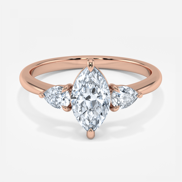 Verity Marquise Three Stone Moissanite Engagement Ring