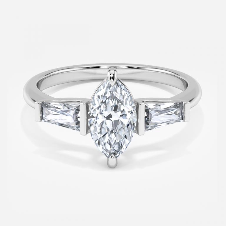 Jara Marquise Three Stone Moissanite Engagement Ring