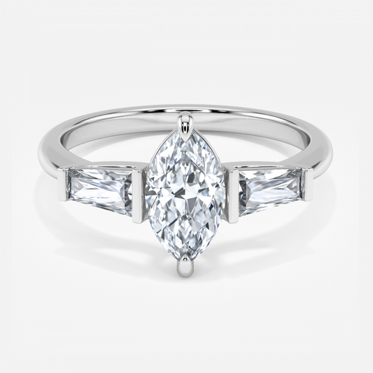 Jara Marquise Three Stone Moissanite Engagement Ring