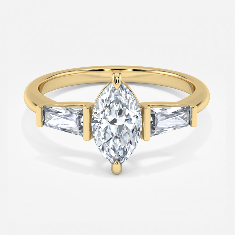 Jara Marquise Three Stone Moissanite Engagement Ring